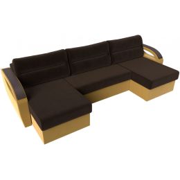 Диван угловой Форсайт Вельвет Brown-Еллоу