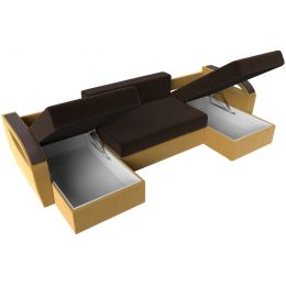 Диван угловой Форсайт Вельвет Brown-Еллоу