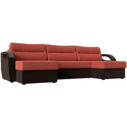 Диван угловой Форсайт Вельвет Корал-Brown