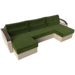 Диван угловой Форсайт Вельвет Микс Green-Beige