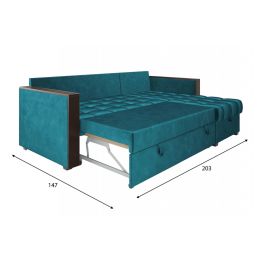 Диван угловой Техас Вельвет Бархат Океан