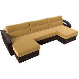 Диван угловой Форсайт Вельвет Еллоу-Brown