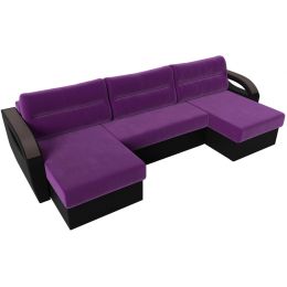 Диван угловой Форсайт Вельвет Микс Фиолет-Black