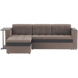Диван угловой Атланта Plush Light Brown со столиком