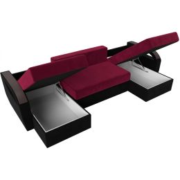 Диван угловой Форсайт Вельвет Red-Black