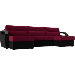 Диван угловой Форсайт Вельвет Red-Black