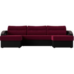 Диван угловой Форсайт Вельвет Микс Red-Black