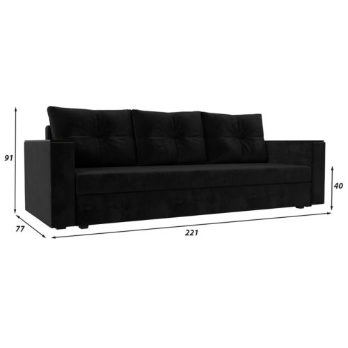 Диван Атланта Light без столика Plush Black