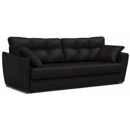 Диван прямой Амстердам Black (faux leather) еврокнижка