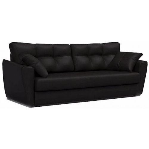 Диван прямой Амстердам Black (faux leather) еврокнижка