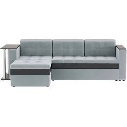 Диван угловой Атланта Plush Light Grey со столиком