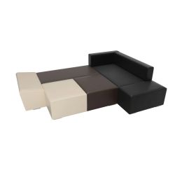 Диван угловой Хавьер Black-Beige экокожа
