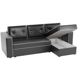 Диван угловой Принстон Eco-leather Black еврокнижка