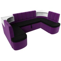 Диван угловой Тефида-П Вельвет Black-Фиолет