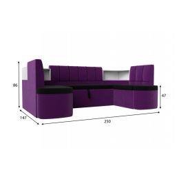 Диван угловой Тефида-П Вельвет Black-Фиолет