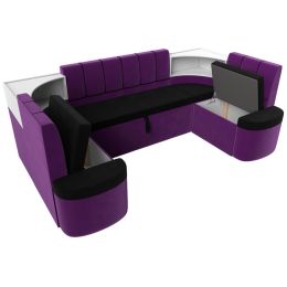 Диван угловой Тефида-П Вельвет Black-Фиолет