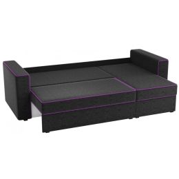 Диван угловой Принстон micro-velvet Black еврокнижка