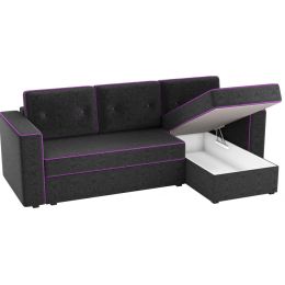 Диван угловой Принстон micro-velvet Black еврокнижка