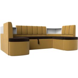 Диван угловой Тефида-П Вельвет Brown-Еллоу