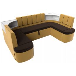 Диван угловой Тефида-П Вельвет Brown-Еллоу