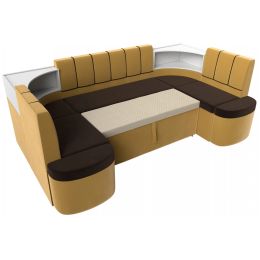 Диван угловой Тефида-П Вельвет Brown-Еллоу