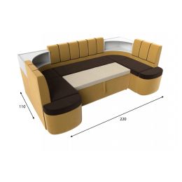 Диван угловой Тефида-П Вельвет Brown-Еллоу