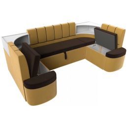 Диван угловой Тефида-П Вельвет Brown-Еллоу