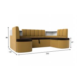 Диван угловой Тефида-П Вельвет Brown-Еллоу