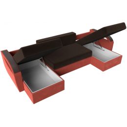 Диван угловой Форсайт Вельвет Brown-Корал