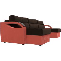 Диван угловой Форсайт Вельвет Brown-Корал