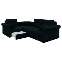 Диван угловой Юта велюр черный