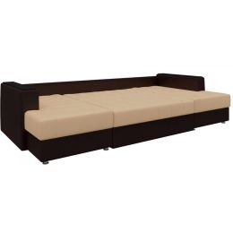 Диван угловой Эмир П экокожа бежевый коричневый