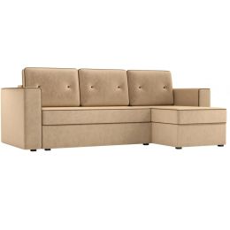 Диван угловой Принстон micro-velvet Beige еврокнижка