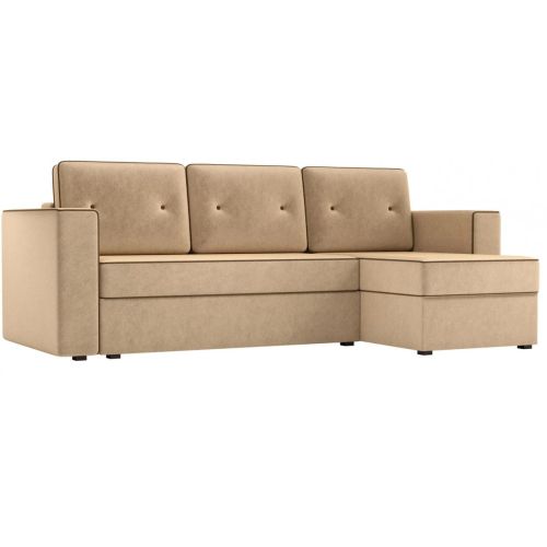 Диван угловой Принстон micro-velvet Beige еврокнижка