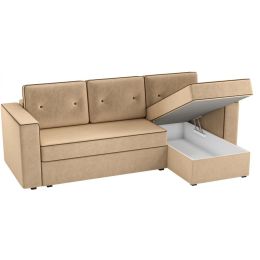 Диван угловой Принстон micro-velvet Beige еврокнижка