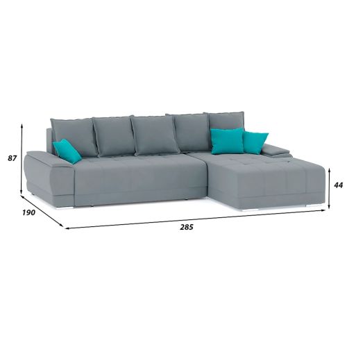 Диван угловой Nordviks (Модерн) Plush Light Grey - Blue