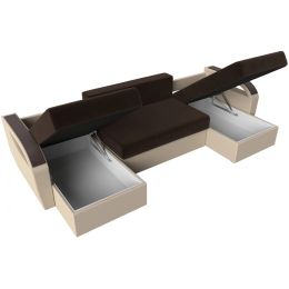 Диван угловой Форсайт Вельвет Микс Brown-Beige