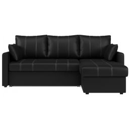 Диван угловой Риммини Неро кожаный