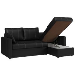 Диван угловой Риммини Неро кожаный