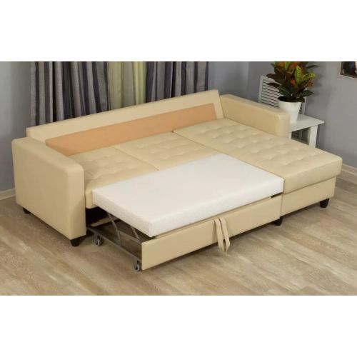 Диван угловой кожаный Камелот Ivory