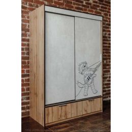 Шкаф-купе двухдверный Лофт Простоквашино с ящиками