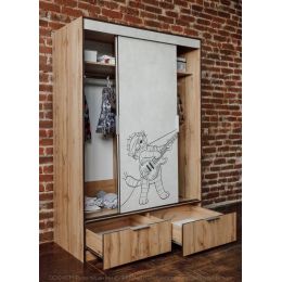 Шкаф-купе двухдверный Лофт Простоквашино с ящиками