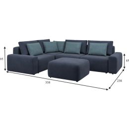 Диван модульный угловой Гунер-1 Plush Кобальт