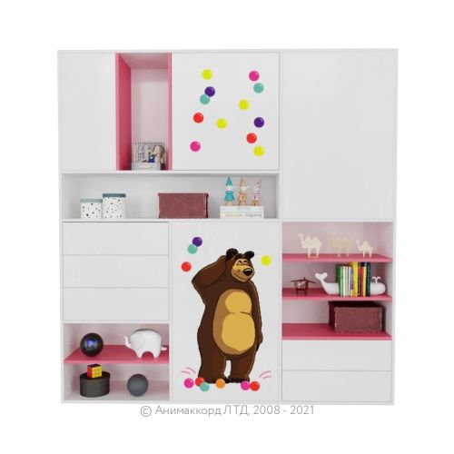 Шкаф распашной универсальный Маша и медведь Playtime