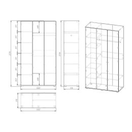 Шкаф Копенгаген-3 с антресолью Grafit