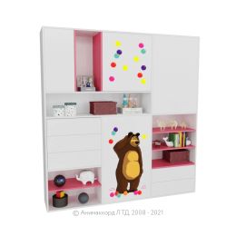 Шкаф распашной универсальный Маша и медведь Playtime