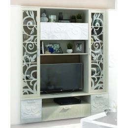 Стенка центральная секция Мидея белфорт/белый глянец