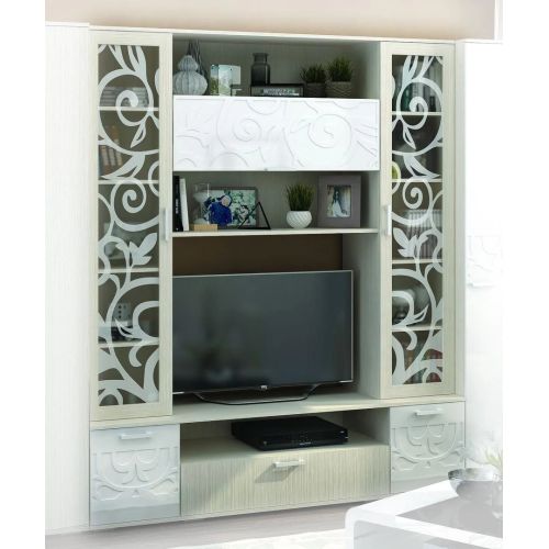 Стенка центральная секция Мидея белфорт/белый глянец