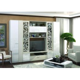 Стенка центральная секция Мидея белфорт/белый глянец