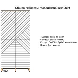Шкаф распашной Сканди 3 White глянец